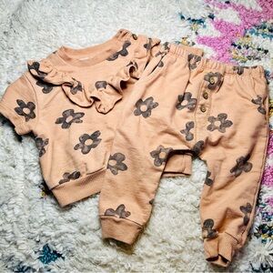 Jessica Simpson Peach Floral Baby Set with Ruffles